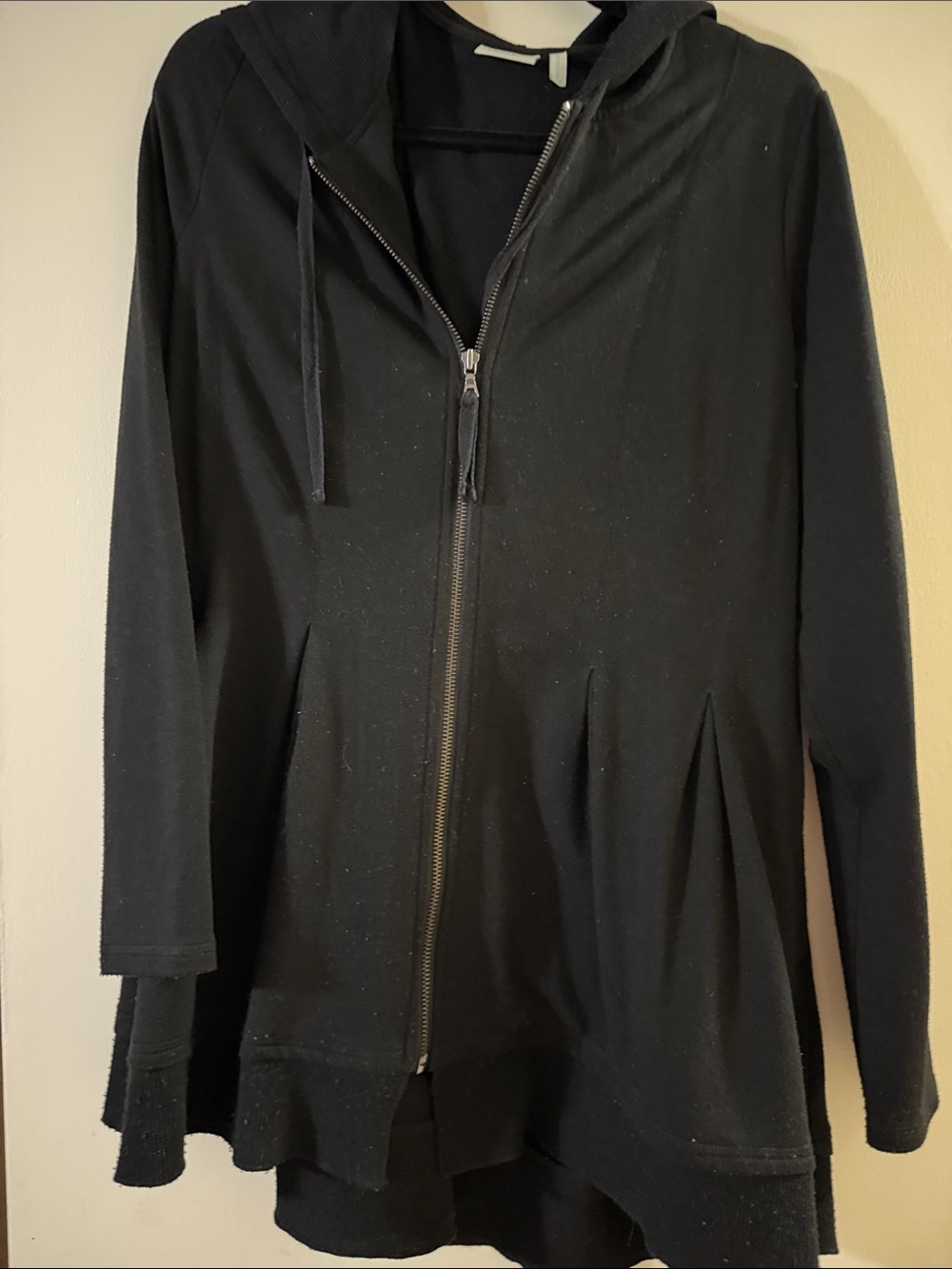 Black Hooded Zip-Front Bomber Jacket